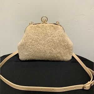 Handmade Genuine Shearling Leather Kisslock Wristlet/Shoulder Bag/Crossbody